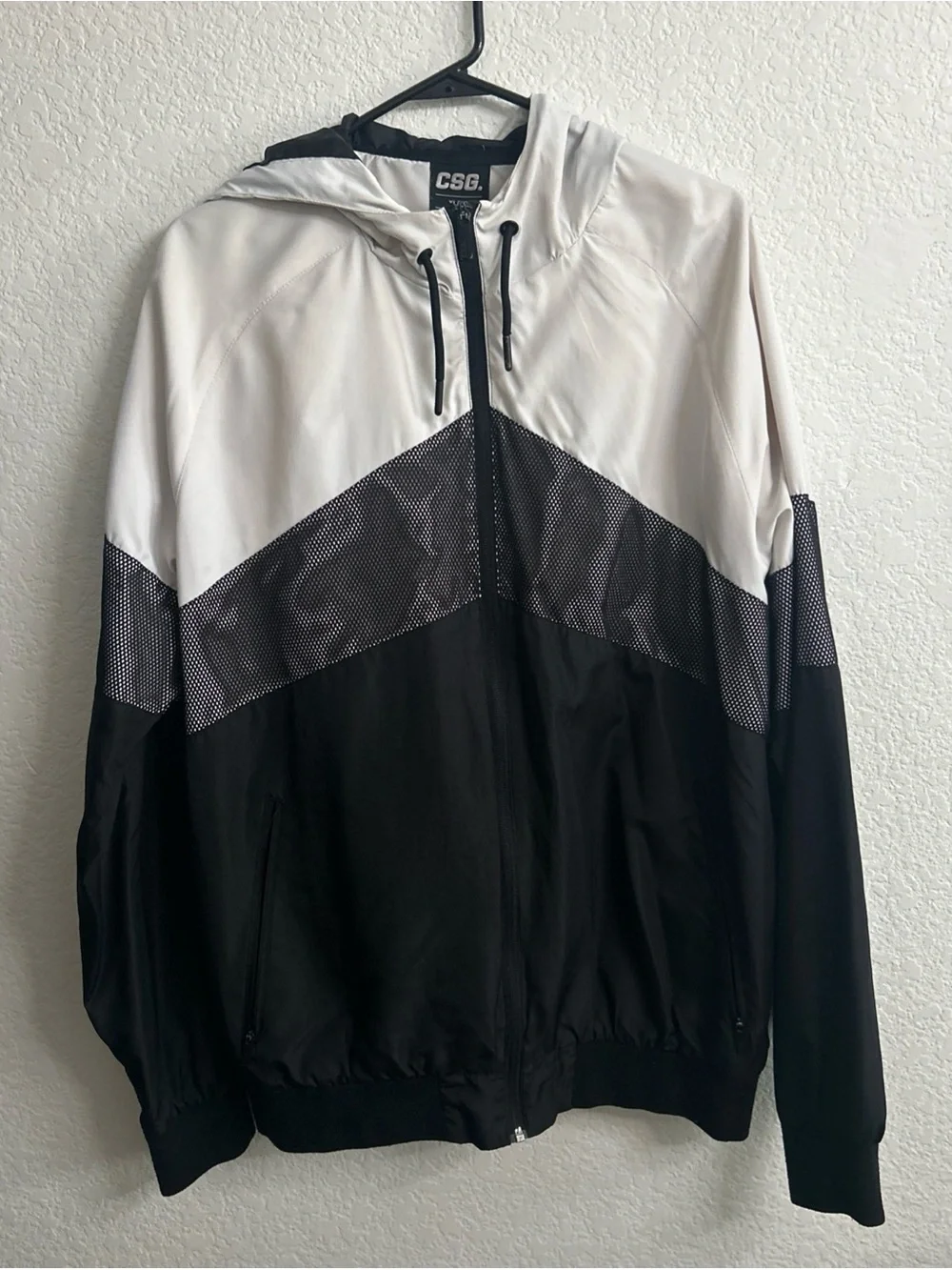 CSG Lightweight Black & White Hooded Windbreaker